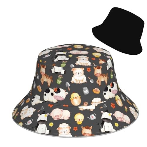Bucket Hat for Men Women Packable Reversible Printed Summer Hats One Size Black7