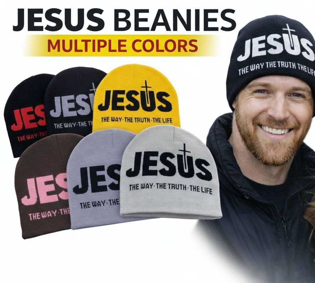 Jesus Beanie Hat – Christian Knit Cap “The Way The Truth The Life” Faith Gift