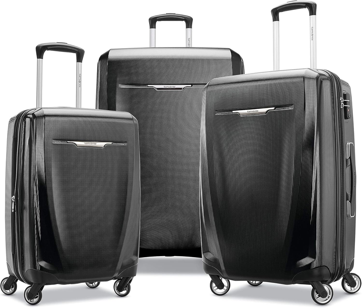 SAMSONITE WINFIELD 3 DLX HARDSIDE LUGGAGE SPINNERS 3-PIECE SET 20/25/28 - BLACK
