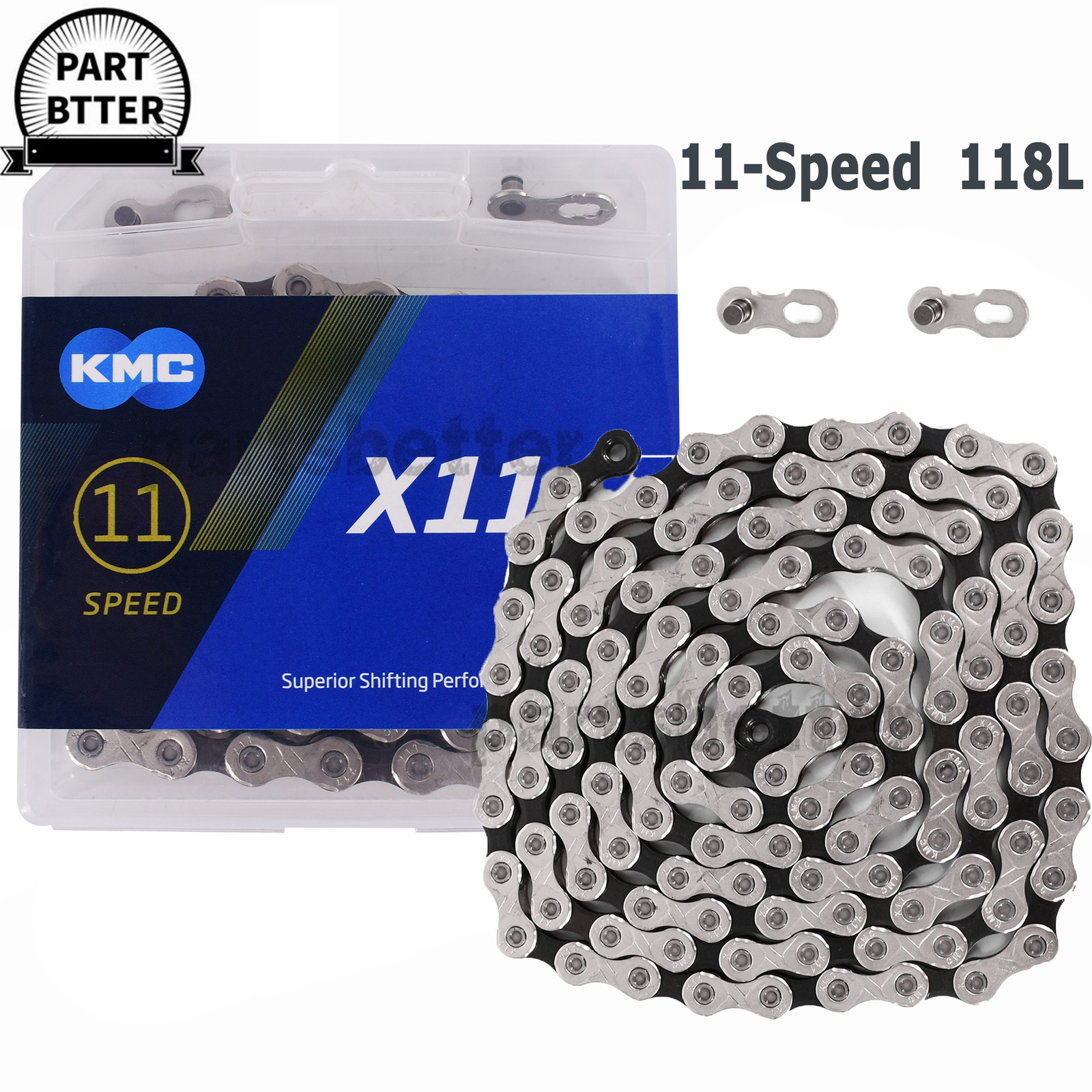 Fits for KMC X11 11-Speed Stretch-Proof Bike Chain 118L Campy SRAM  Gray