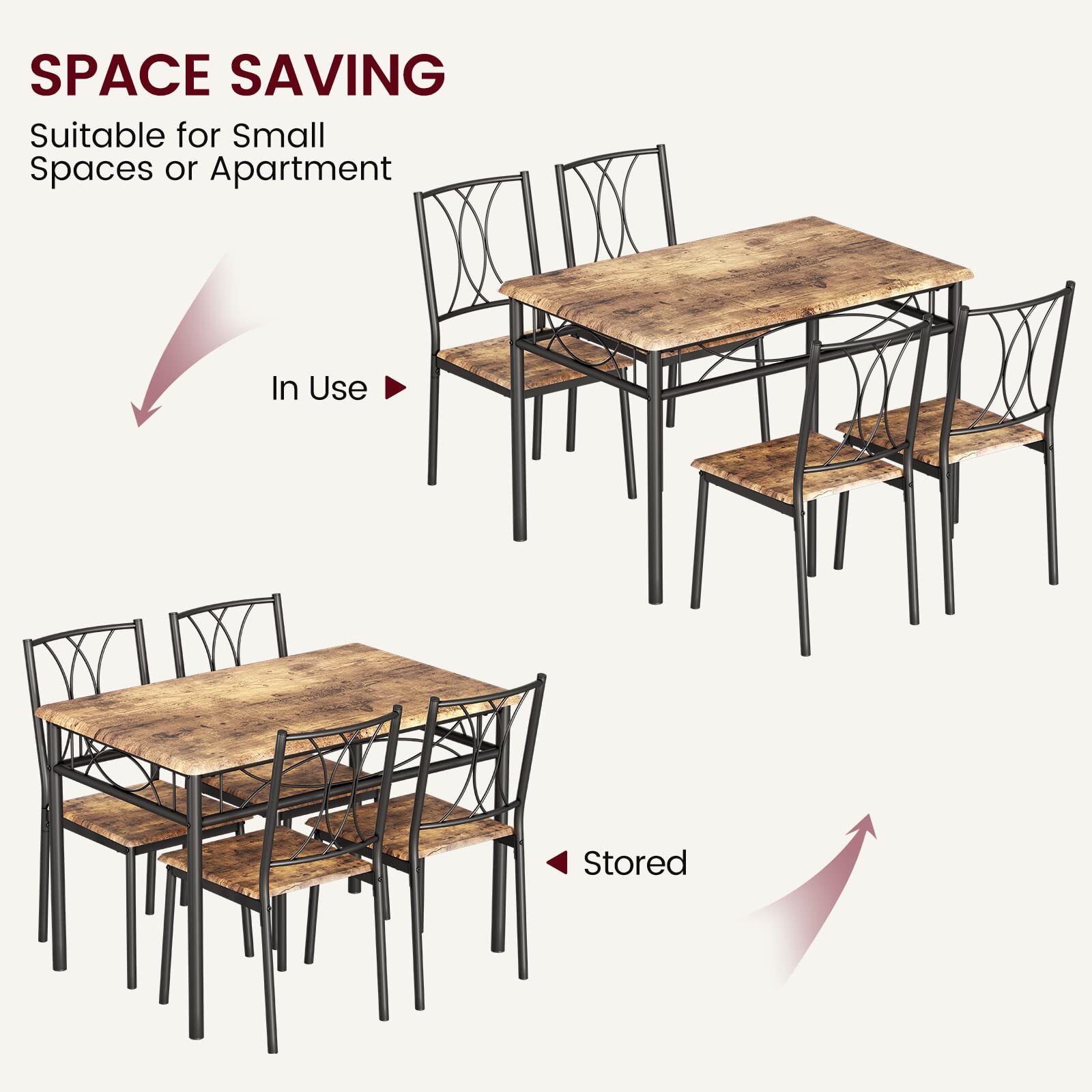 Dining Sets Dining Room Table Set with 4 Upholstered Chairs Kitchen Table Set