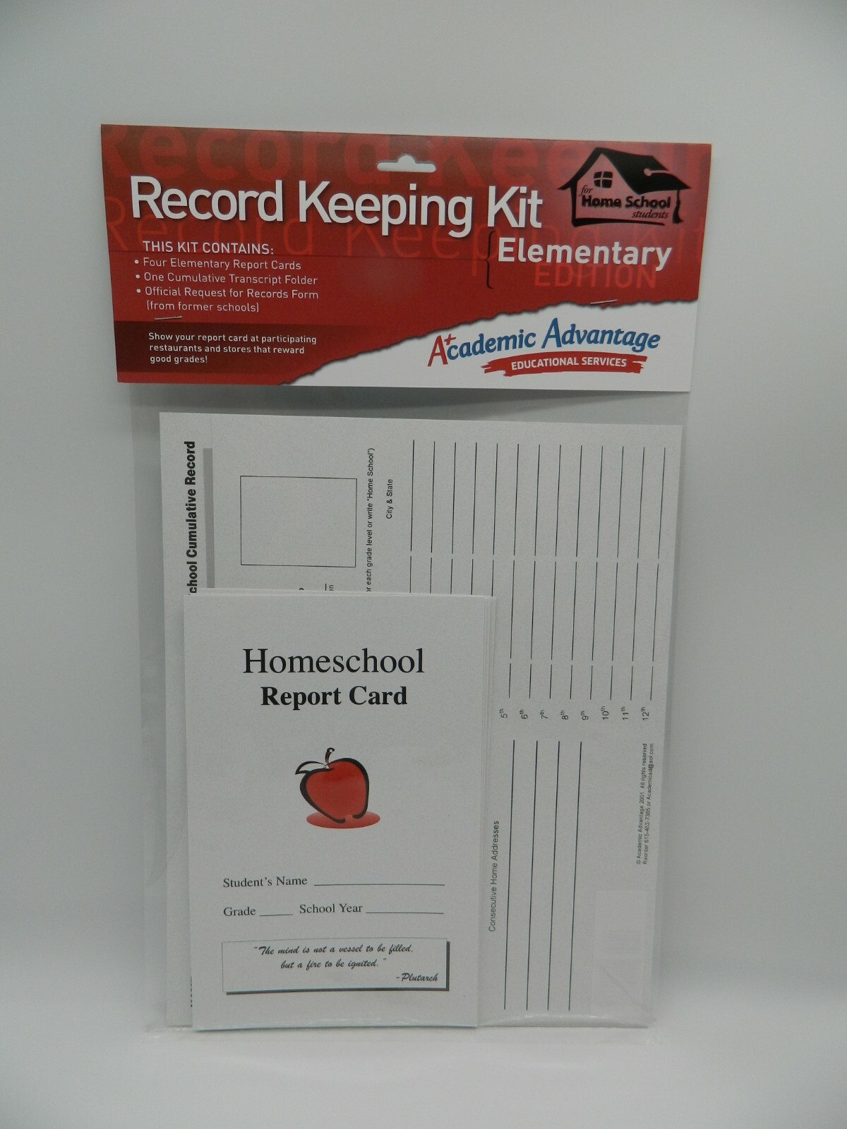 Homeschool Record Keeping Kit w. Transcript Folder & 4 Elementary Report Cards