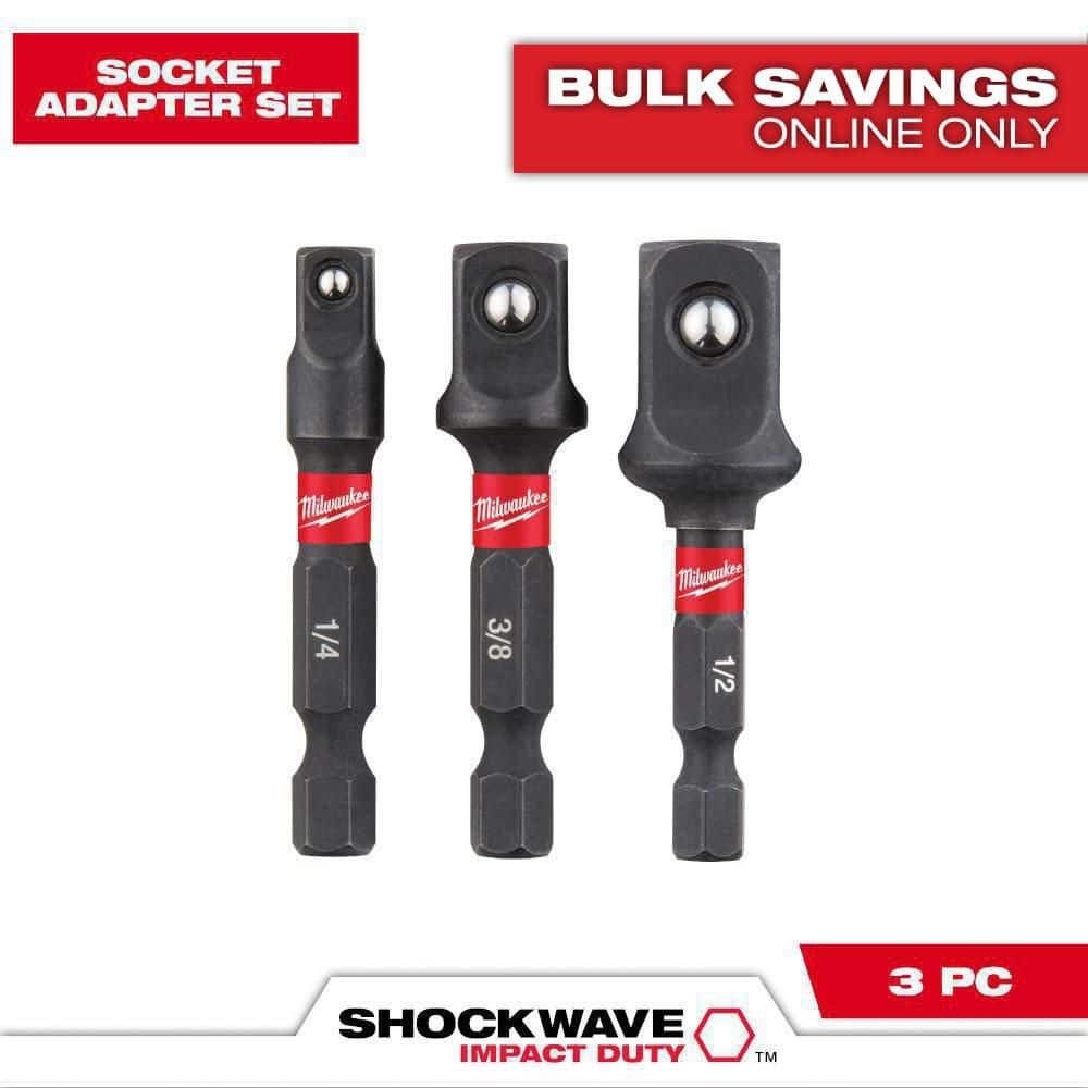 SHOCKWAVE Socket Adapter Set 3PC 1/4 Hex Impact Driver