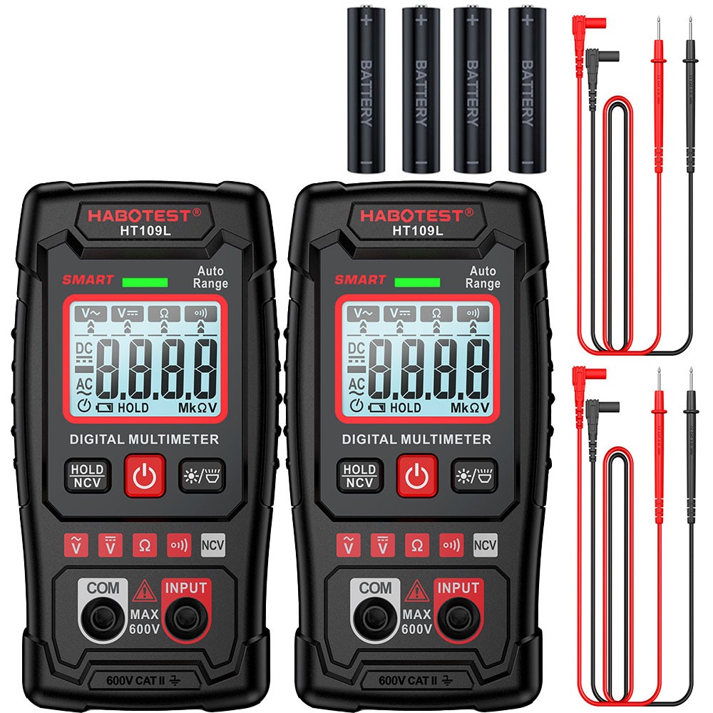 2Pcs HABOTEST HT109L Handheld NCV Digital Multimeter AC DC Voltmeter Ohmmeter