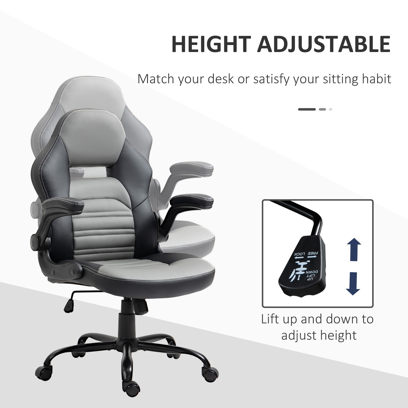 Ergonomic Racing Gamer Seat with Breathable Sponge Padded Seat and Armrest