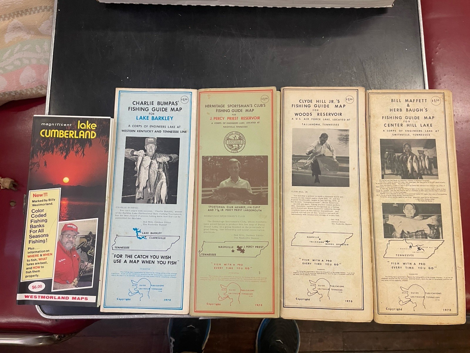 5 Area Lakes Fishing Maps From 1970 From Ky And Tennessee With Vintage Ads