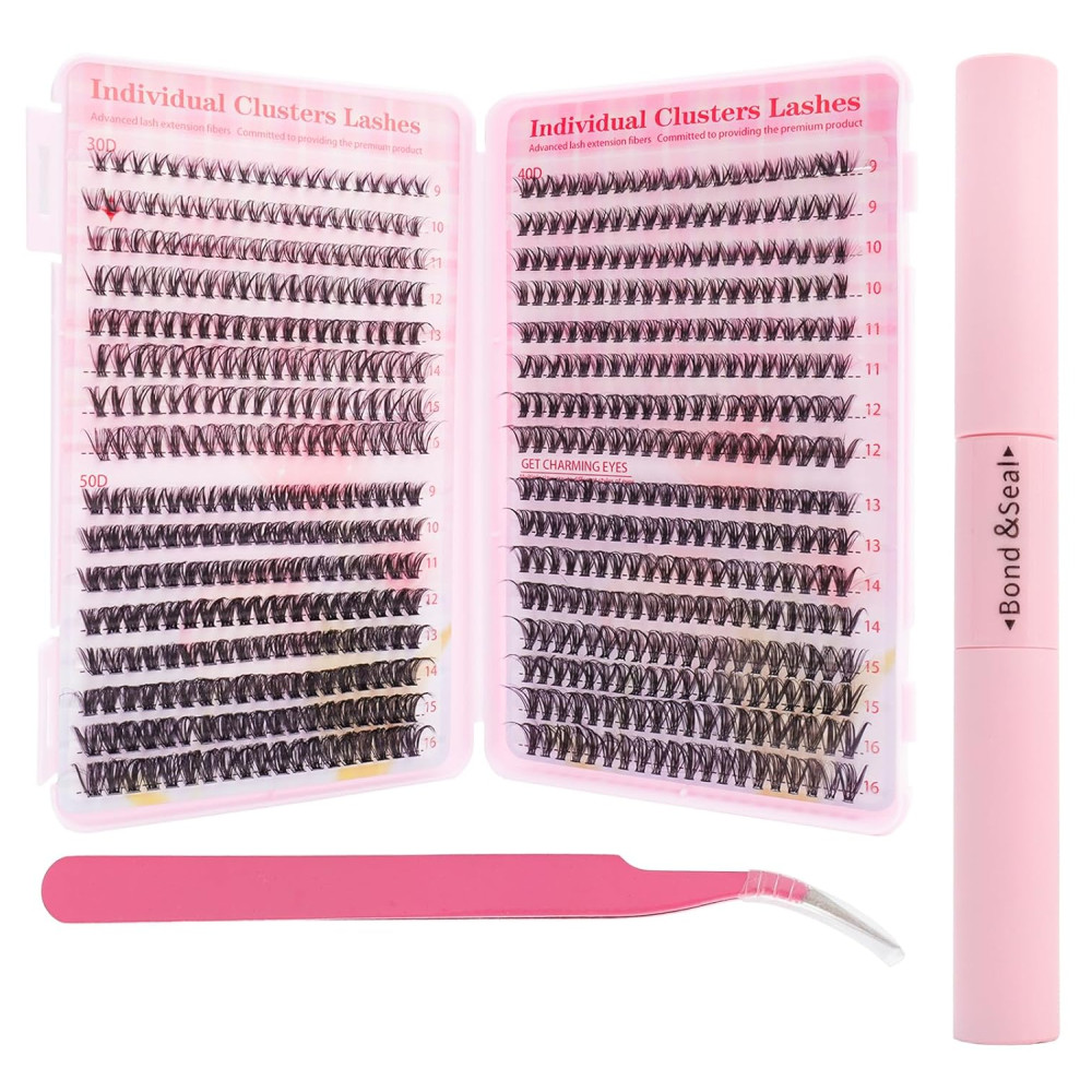 Clusters Natural Eyelash with Eyelash Book 9-16MM 30D+40D+50D (640)+Forceps+Glue