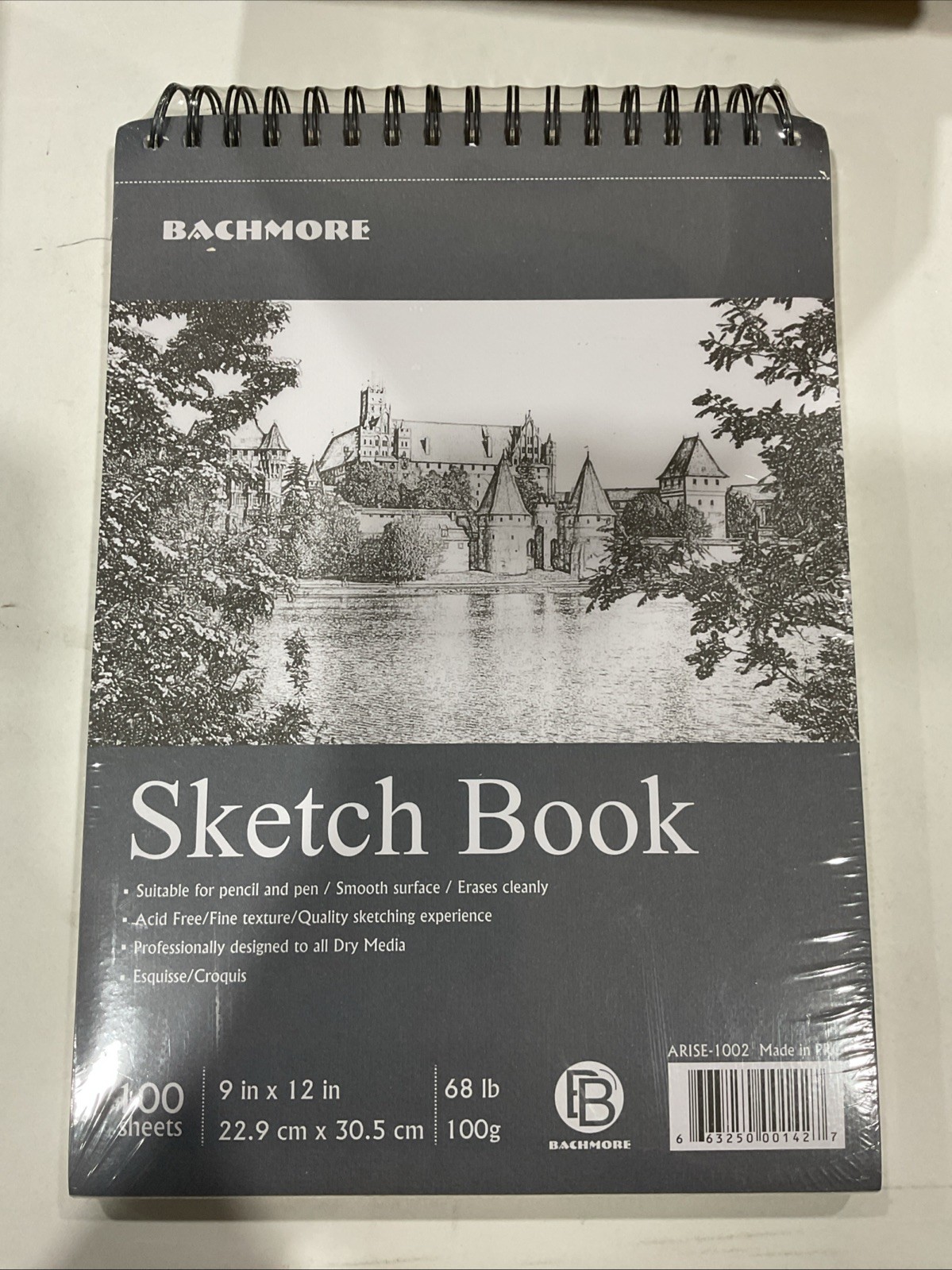Bachmore 9x12 Inch Spiral Bound Sketchpad - 100 Sheets of  Drawing Paper