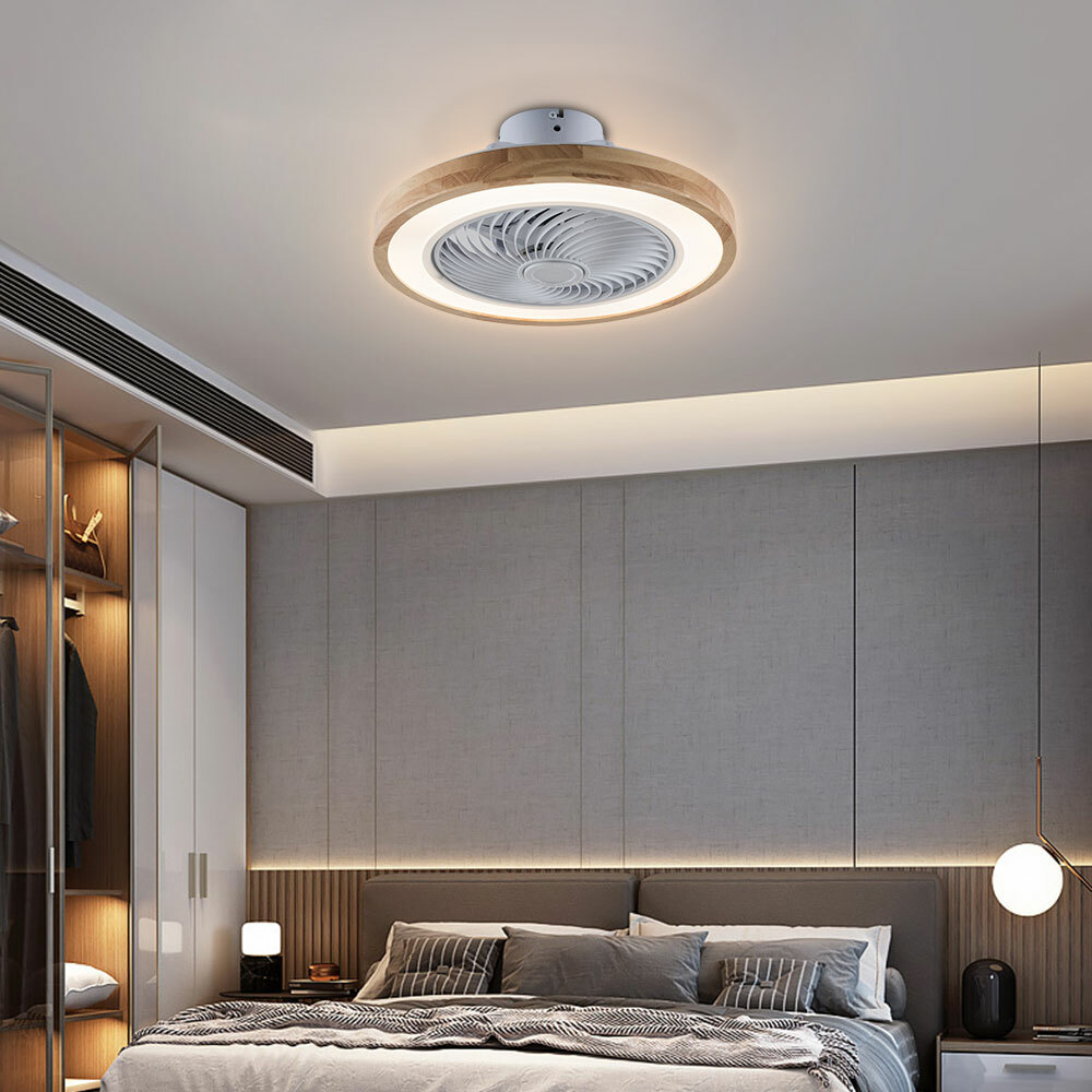 Enclosed LED Ceiling Fans with Lights Bladeless Low Profile Modern Flush Mount