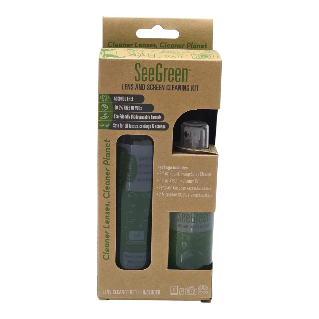 NEW SeeGreen Lens Cleaner Kit Spray, Refill, Case & Cloth Computer TV Screens +