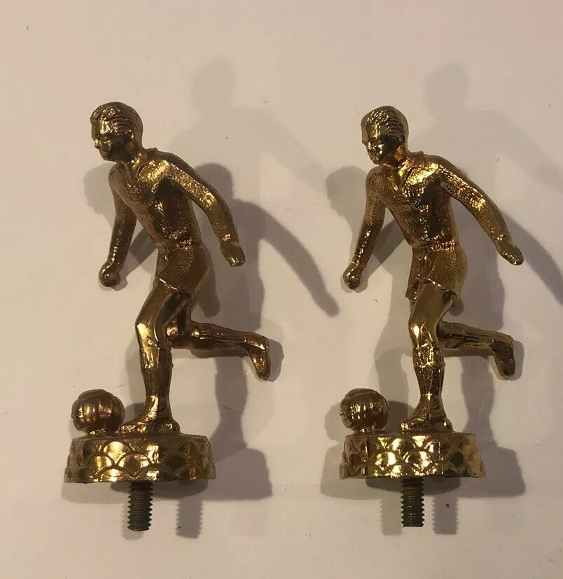 small male soccer kicker trophy parts Gold Topper  cast metal 3 3/4" tall