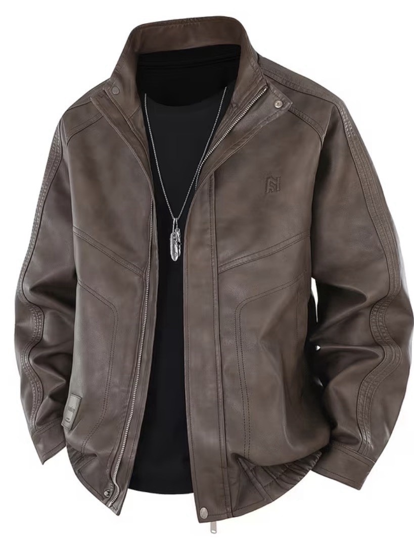 Men’s Iconic Leather Jacket  American Bomber Jacket BIG Sizes 4XL