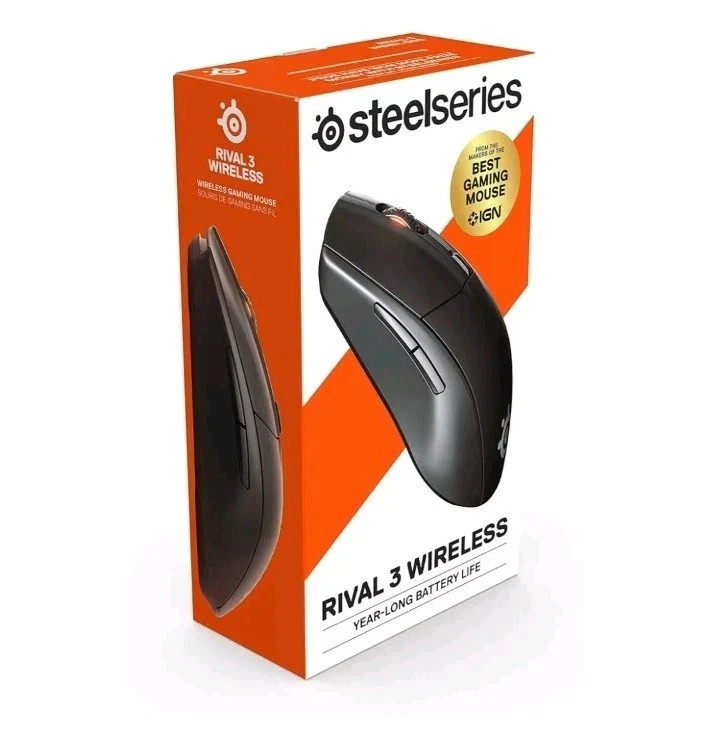 SteelSeries Rival 3 Wireless Gaming Mouse  18,000 DPI, Bluetooth/USB, RGB, Black