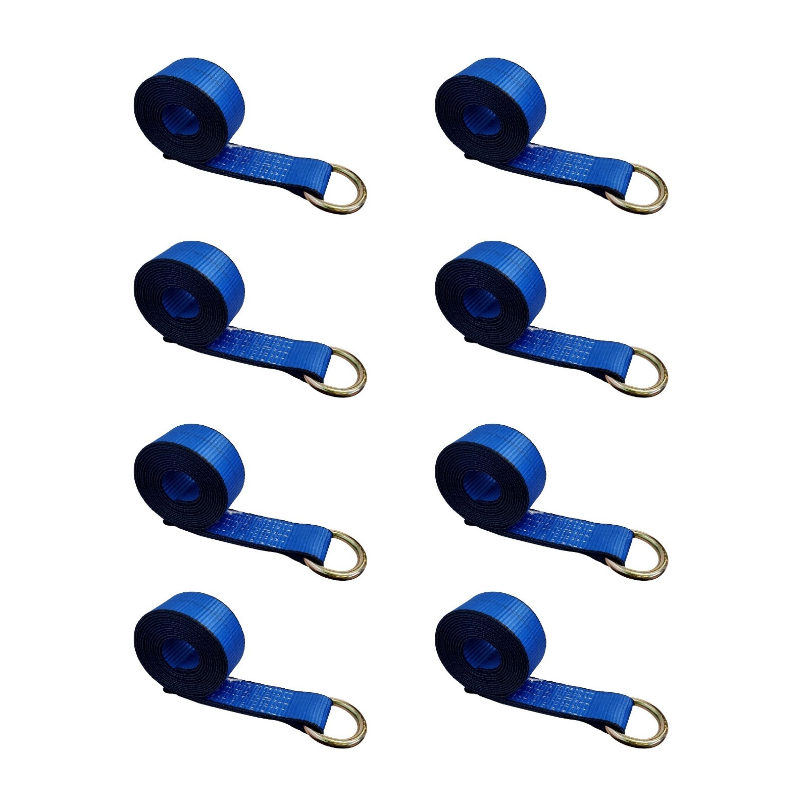 8 Pack 2" x 10' Lasso Strap w/ O Ring Auto Tie Down for Tow Truck Wheel Lift