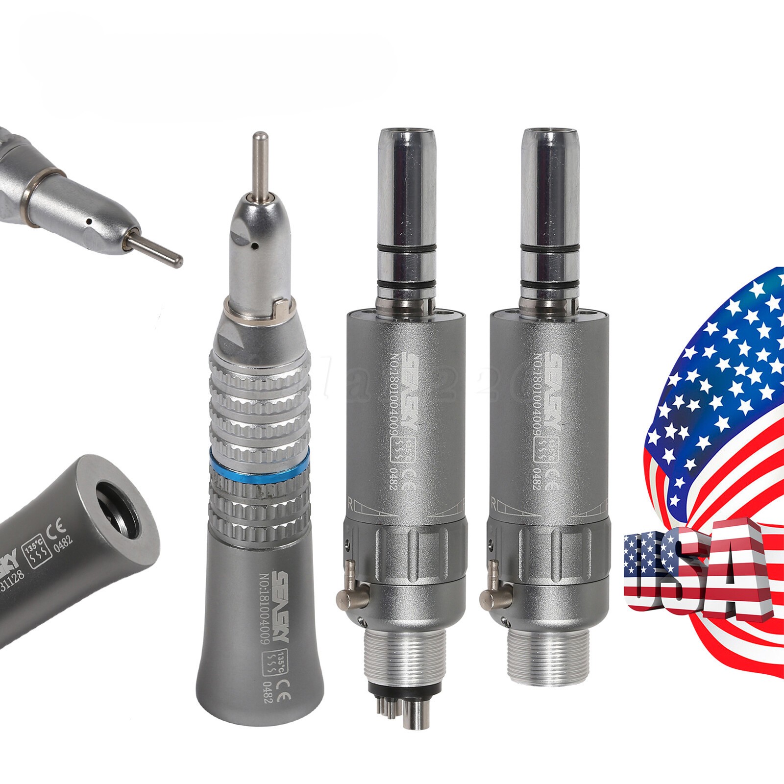 USA Dental Low Speed Straight Nose Cone Handpiece /Air Motor E-type 2/4Holes
