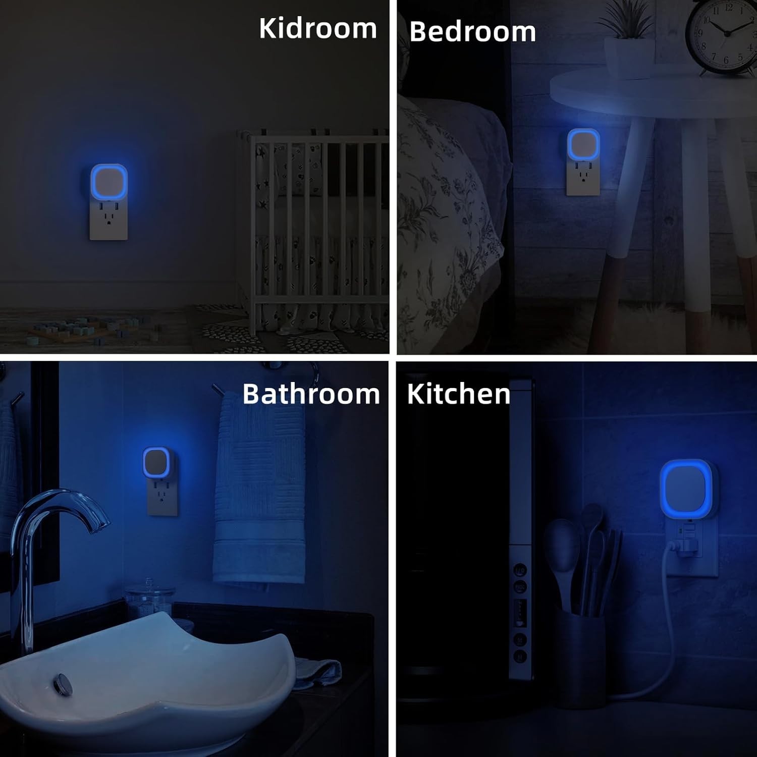 2 Pack Azure Night Light, Crisp Modern Glow with Dimmable,