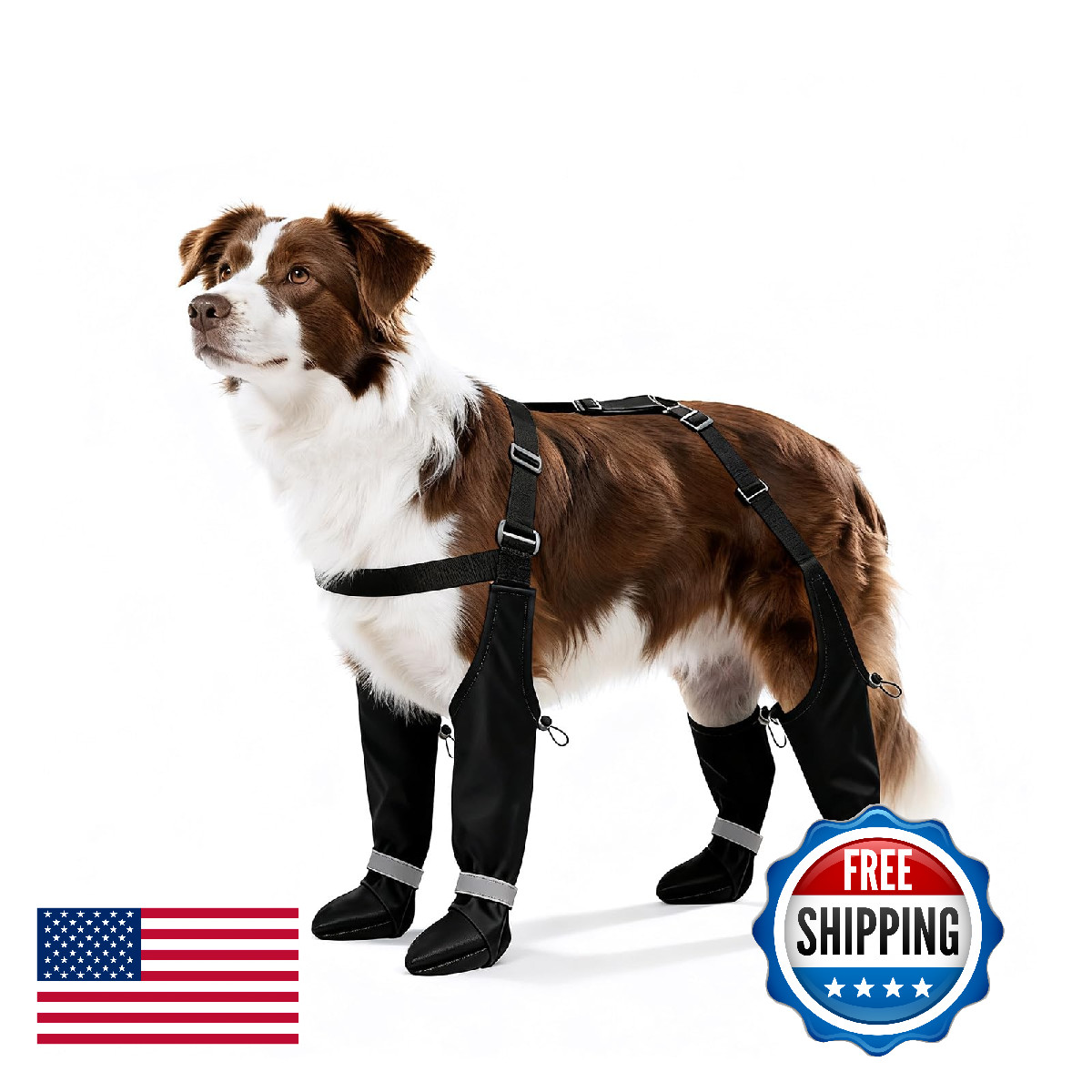 BillionChains Dog Boots with Adjustable Suspender, Anti-Slip Dog Shoes, Waterpro