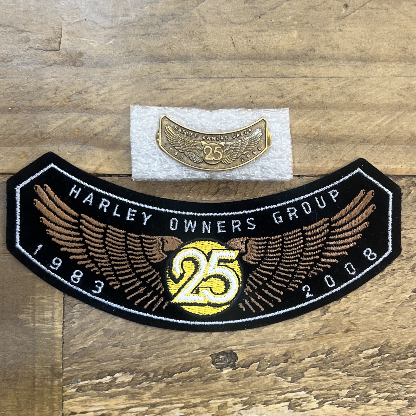 1983-2008 HOG 25 Member Harley Davidson Motorcycle Velvet New Patch And New Pin