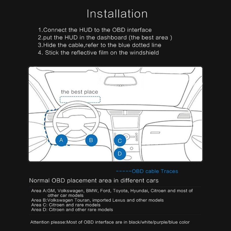 Head Up Display Digital Navigation Speedometer Overspeed Alarm Meter Projector