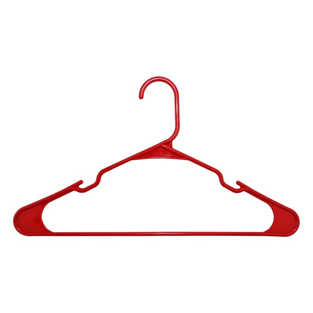 Plastic Notched Clothes Hangers for All Clothing Types, 50-Pack, Red