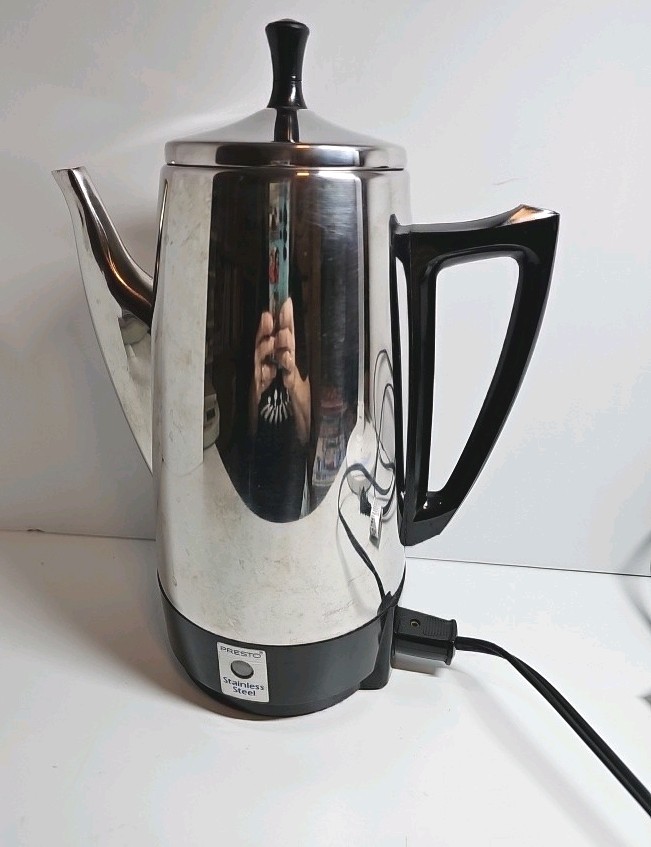 Vintage Presto #0281104 Electric Coffee Percolator 12 Cup Stainless Steel