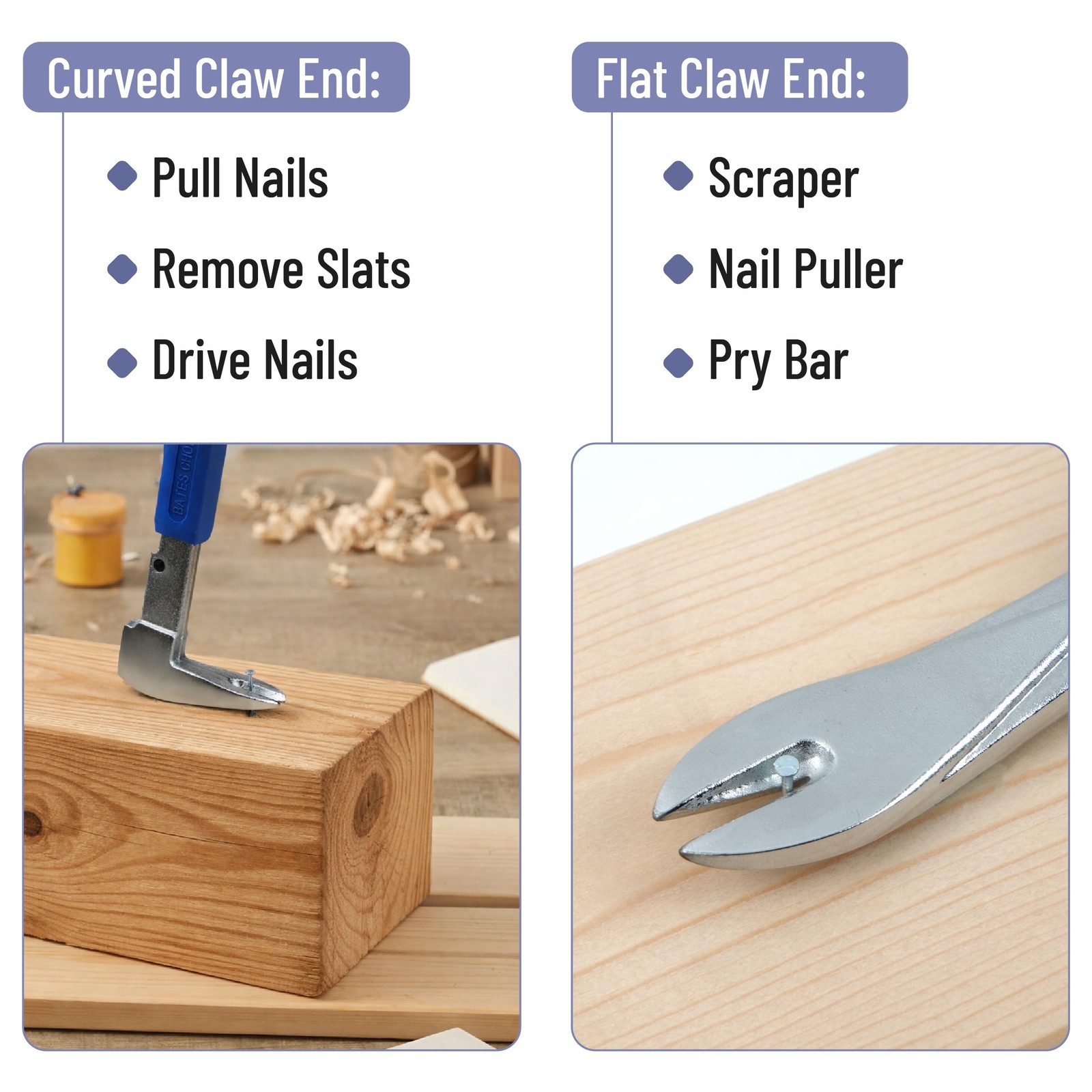 Bates- Cats Paw Nail Puller Tool, 10-Inch Small Pry Bar 10"