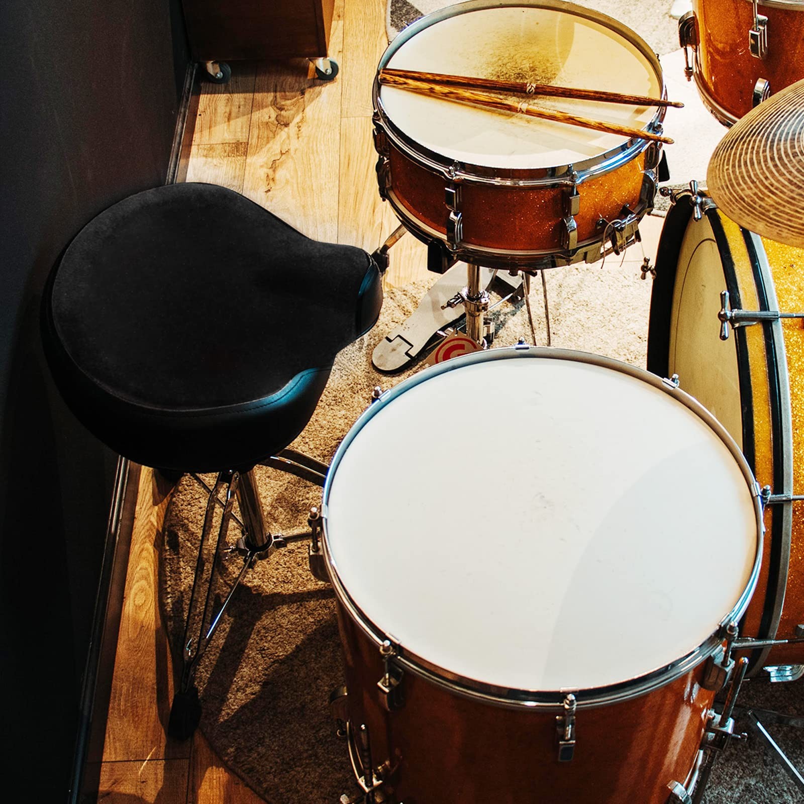 EASTROCK Drum Throne Seat Height Adjustable,Rotatable Padded Stools Motorcycle