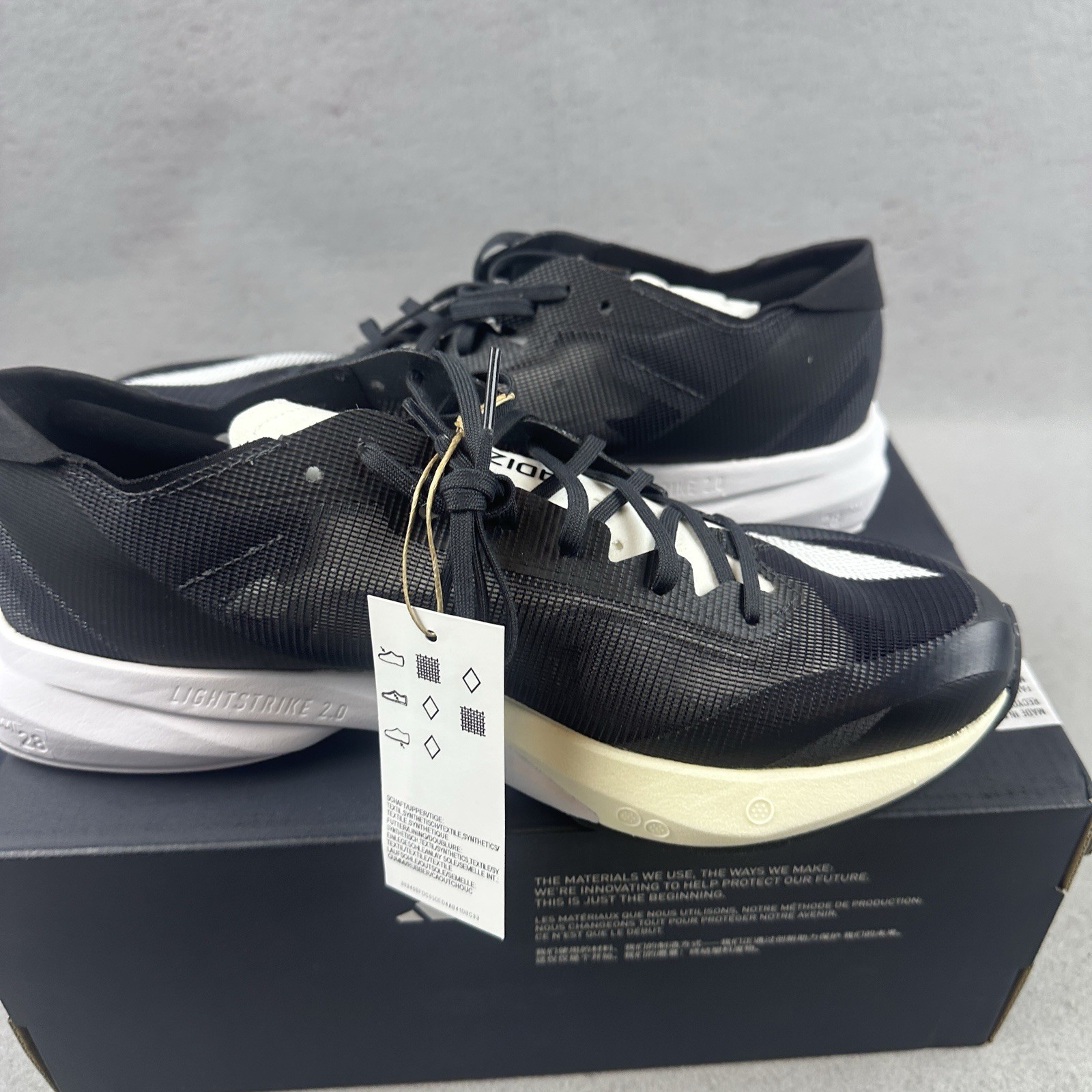 Adidas Adizero Adios 8M Low Running Shoes Black Mens 10.5 ID6902 New In Box