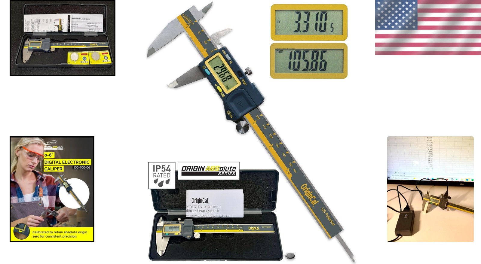 Absolute Origin 0-6" Digital Caliper - Accurate, Durable, with USB Data Export