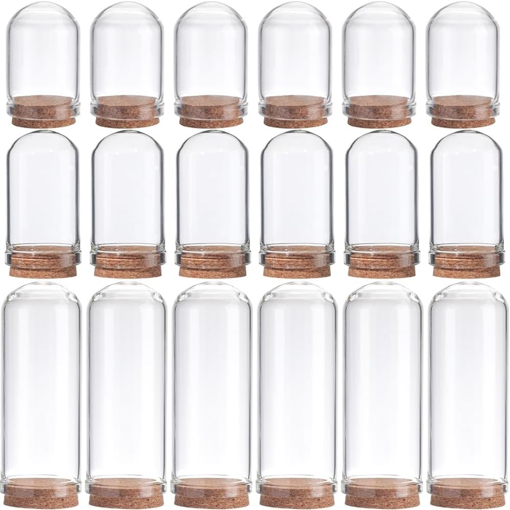 SUNNYCLUE 12Pcs Cloche Bell Jar Display Case Glass Dome with Clear