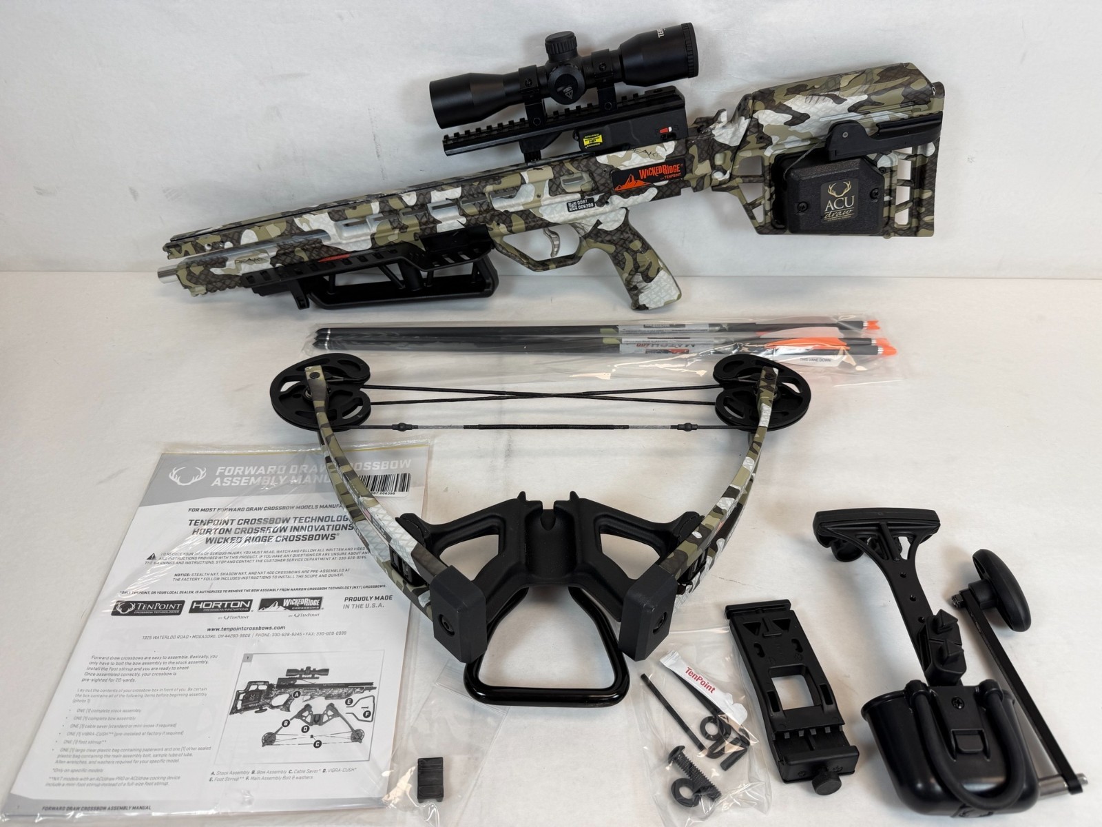Used- Wicked Ridge Invader M1 Crossbow with ACUdraw (non-decock) Device Peak XT