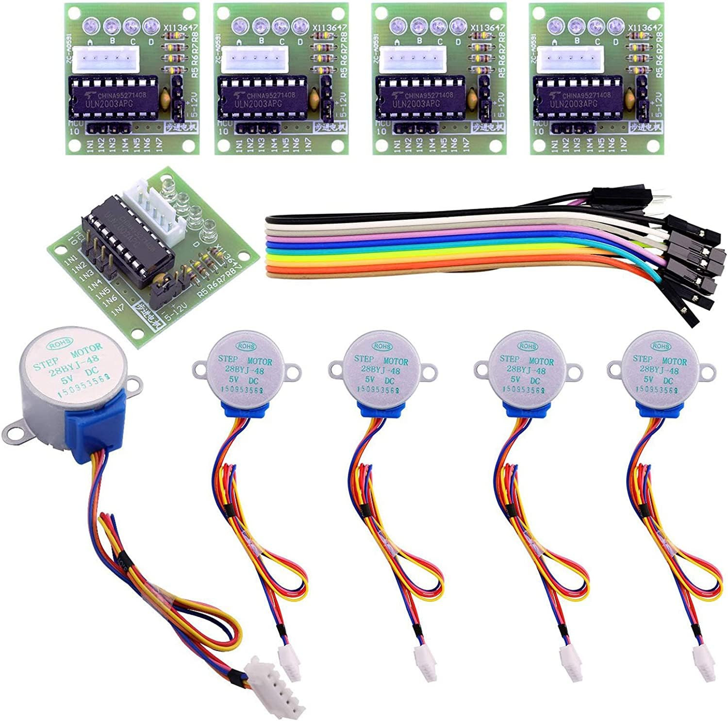 5 Sets 28BYJ-48 ULN2003 5V Stepper Motor + ULN2003 Driver Board Compatib