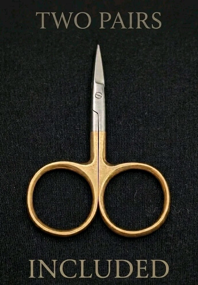 Dr Slick All Purpose Scissors 4" Lot of 2 Gold Loops Straight Fly Tying Fishing