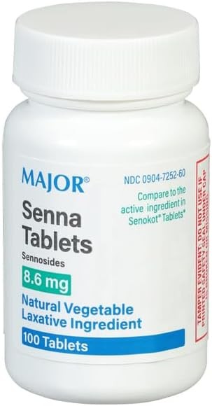 Major Senna 8.6 mg Natural Vegetable Laxative Tablets - Made with Sennosides