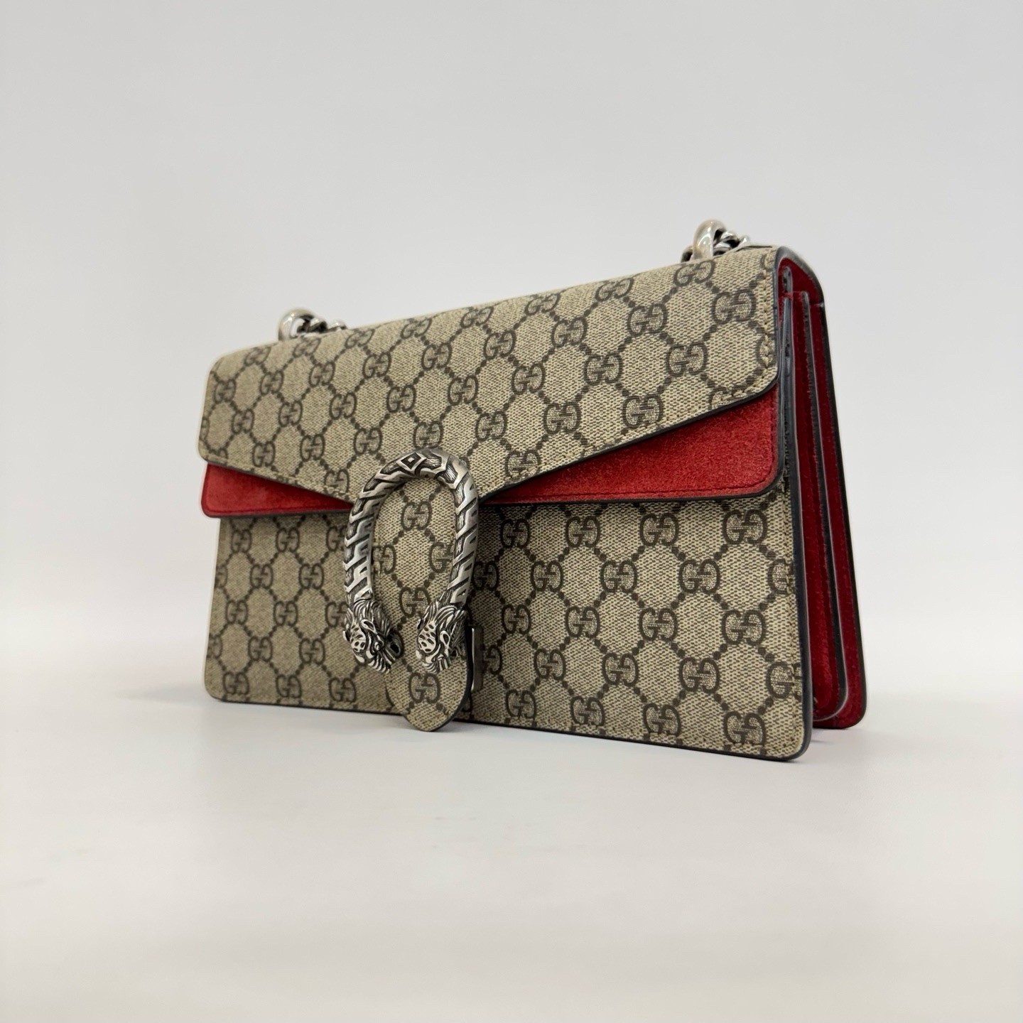 Gucci Dionysus Monogram Red Mini Chain Shoulder Bag