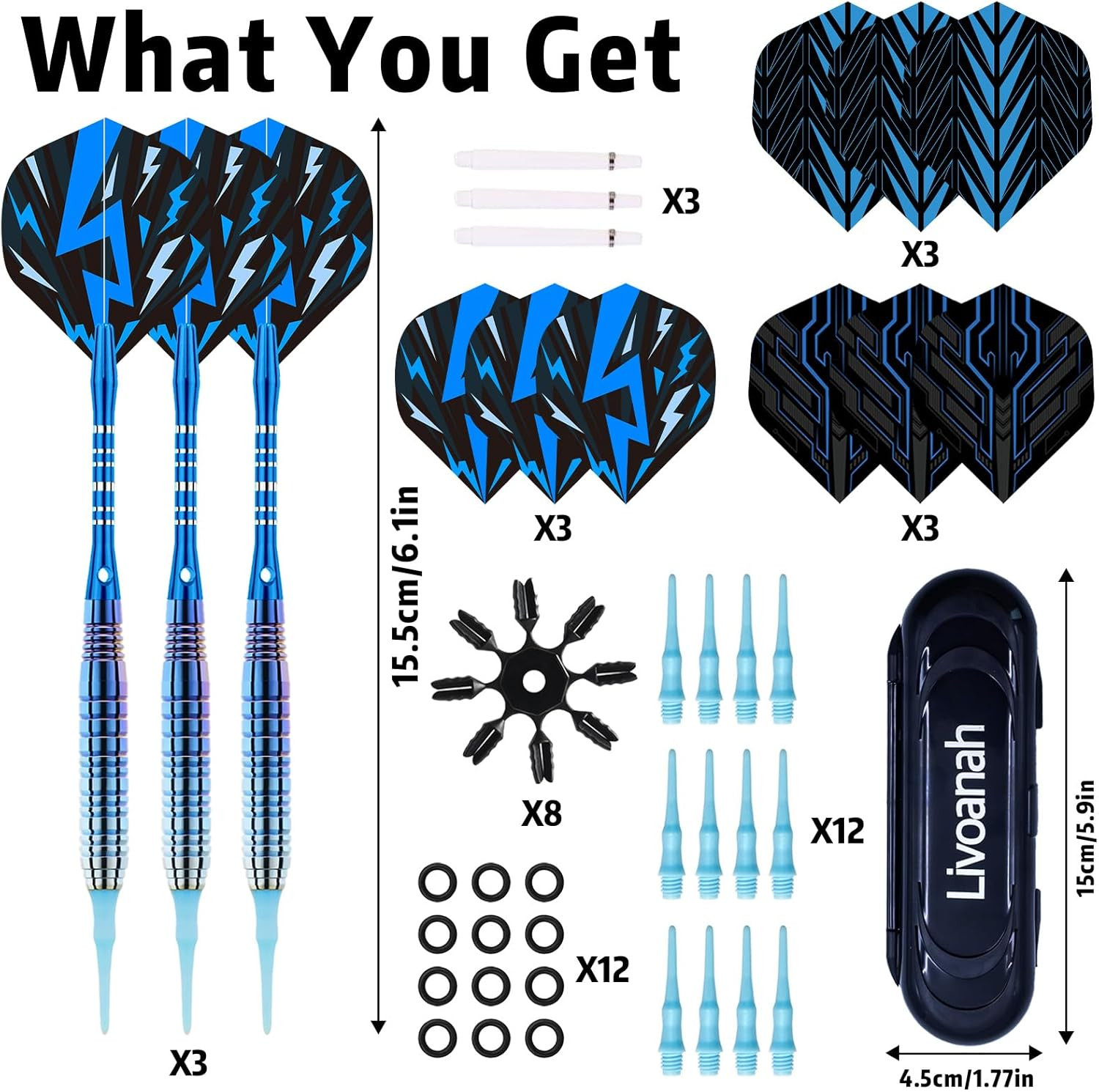 Soft Tip Darts Set - Darts Plastic Tip Sets, 3Pack Professional Plastic Tip Dart