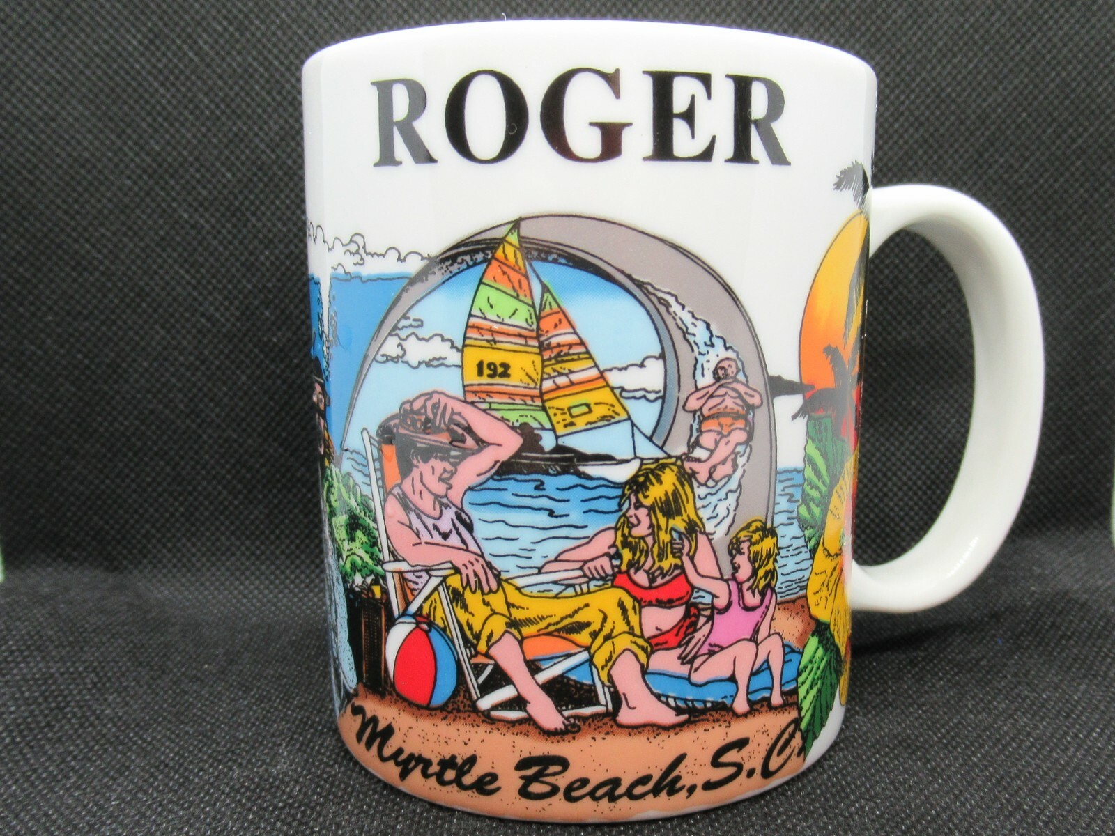 COFFEE MUG MONOGRAMMED ROGER – MYRLE BEACH, S.C. – NEW