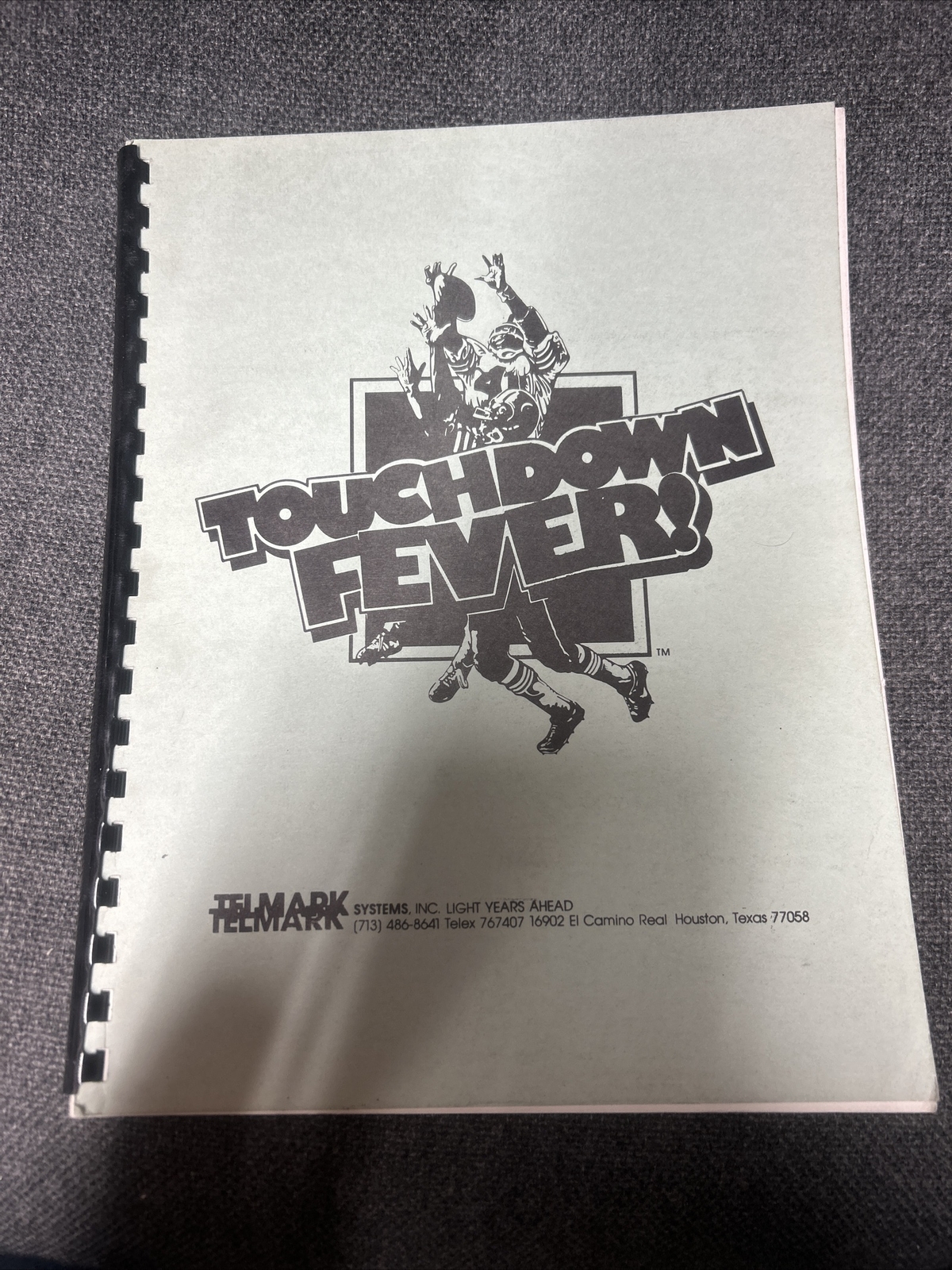 Telmark TOUCHDOWN FEVER! Arcade Video Game Manual - good used original