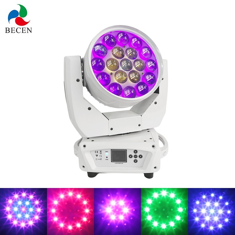 US Aura White 19 LED Moving Head Lights 4IN1 15W Wash Zoom DMX DJ Stage Lighting