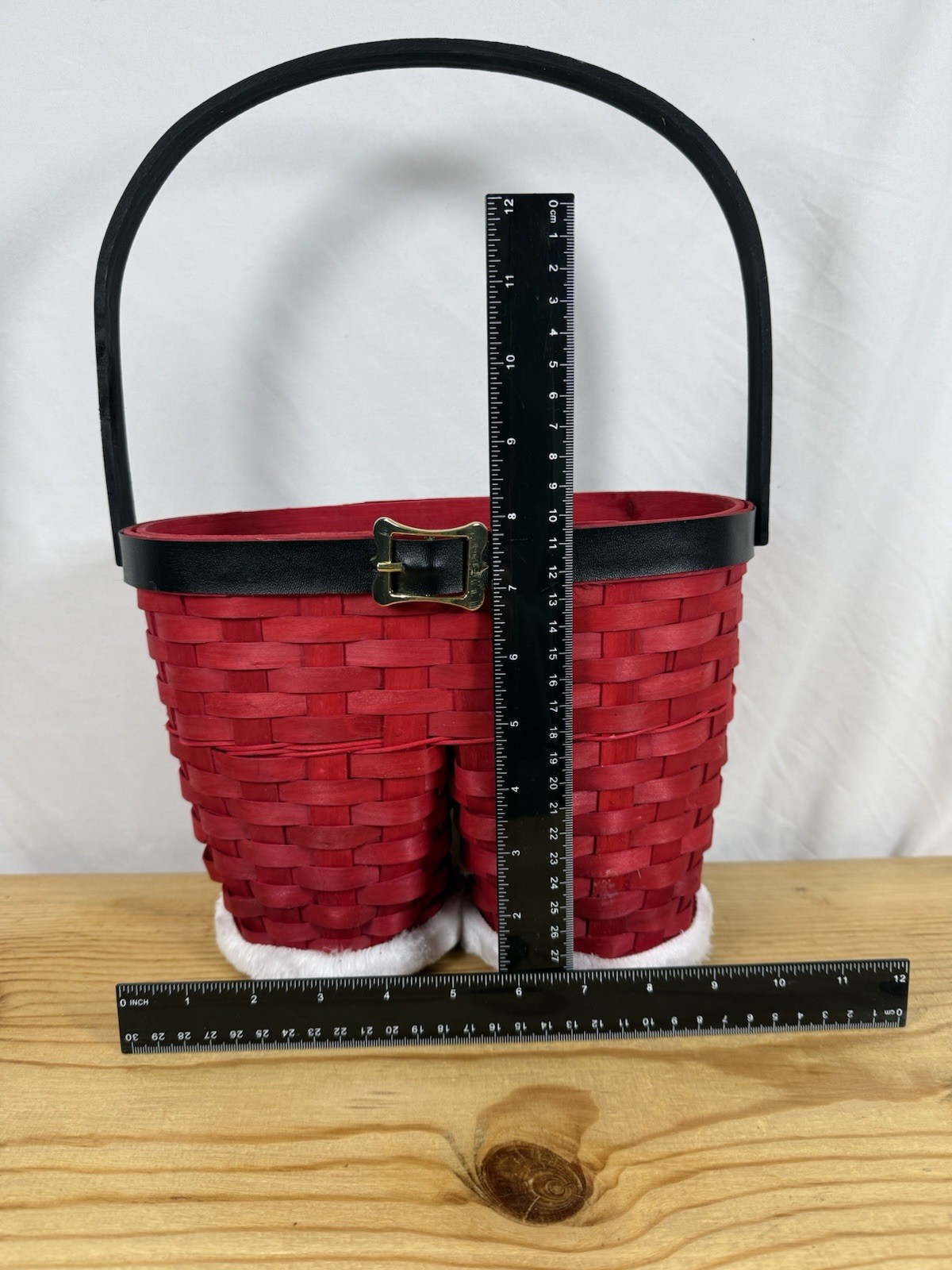 Vintage Santa Basket Wine Holder w/ Handle