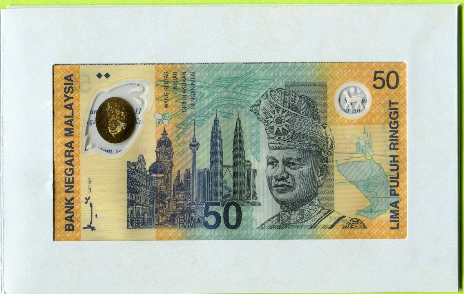 Malaysia 50 Ringgit 1998 P45 UNC - Polymer / Commemorative w/ folder