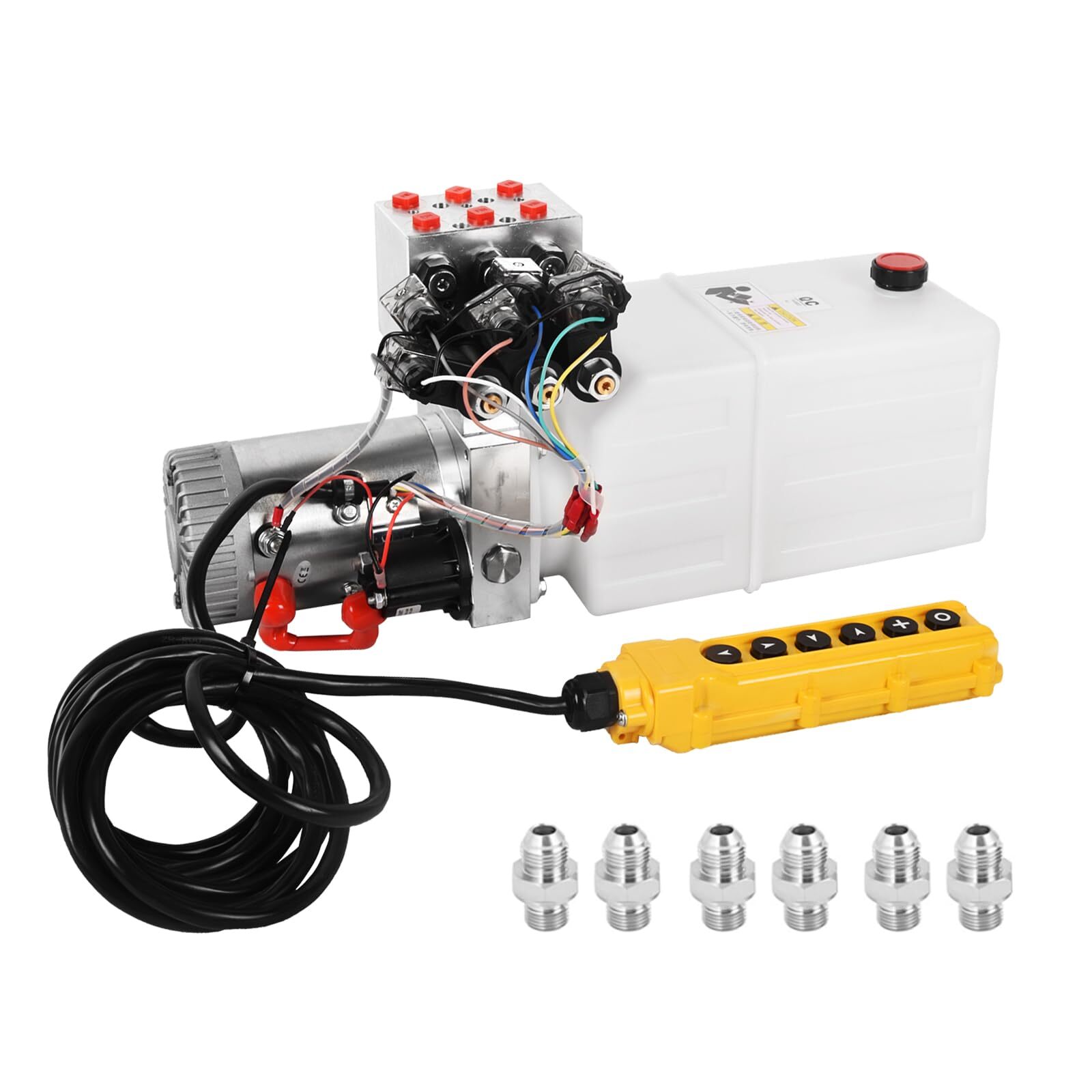 6 Quart Hydraulic Pump Double Acting Dump Trailer Pump 12V DC Plastic Reservoir