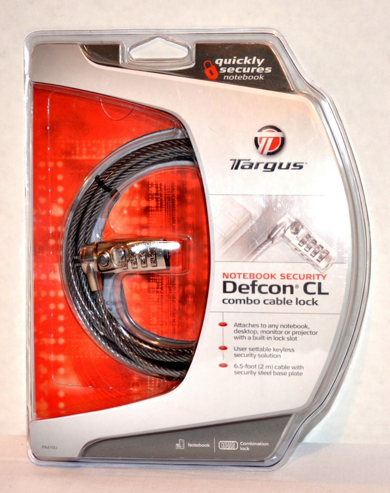 Targus Defcon CL Notebook Security Combination Cable Lock - PA410U - New
