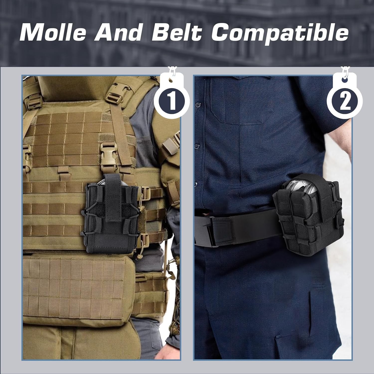 Molle Double Handcuff Pouch Open Top Tactical Duty Belt Nylon Hand Cuff Holster