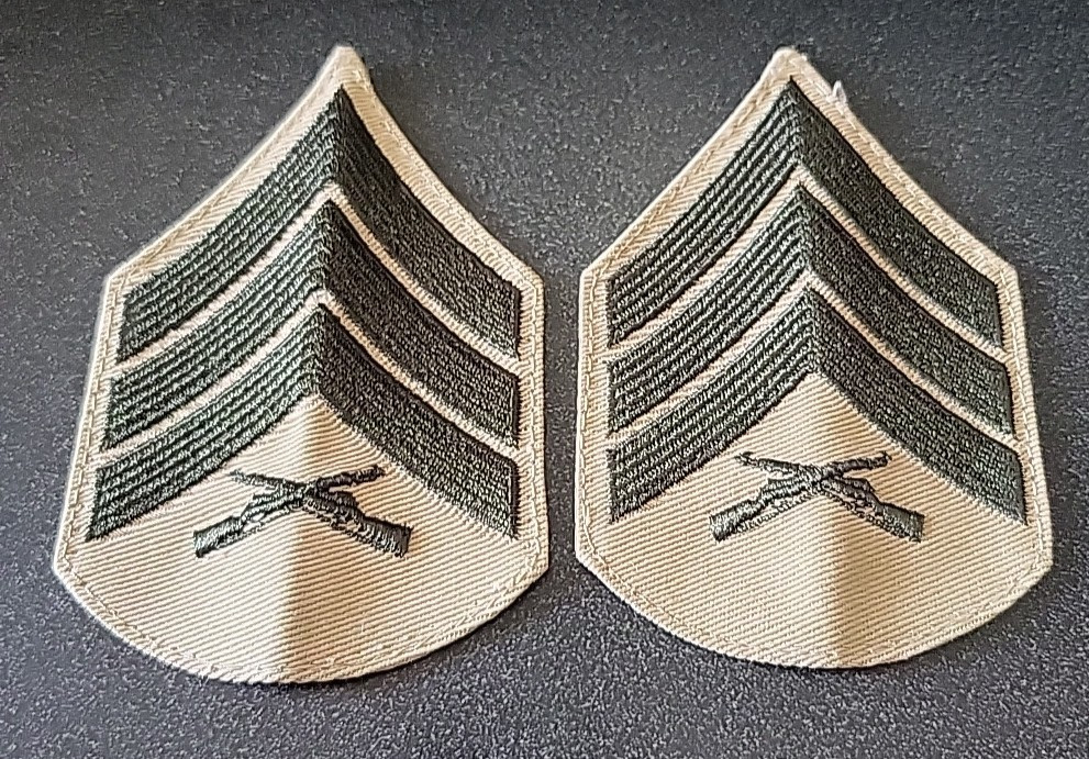 USMC FEMALE Marine Corps Rank Chevron: SGT Sergeant, pair - khaki