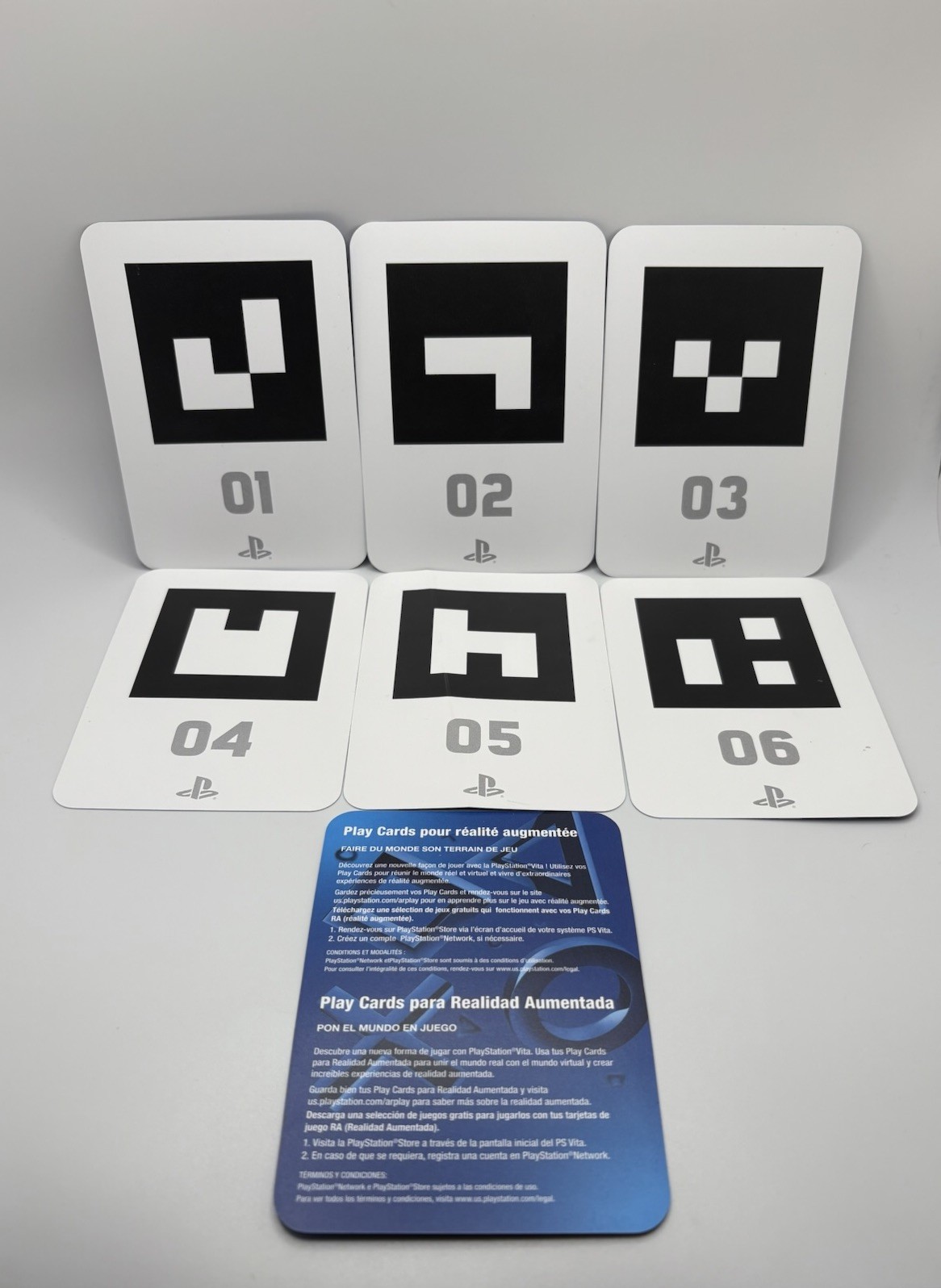PlayStation PS Vita AR Play Cards 1-6 and Instruction Card Set