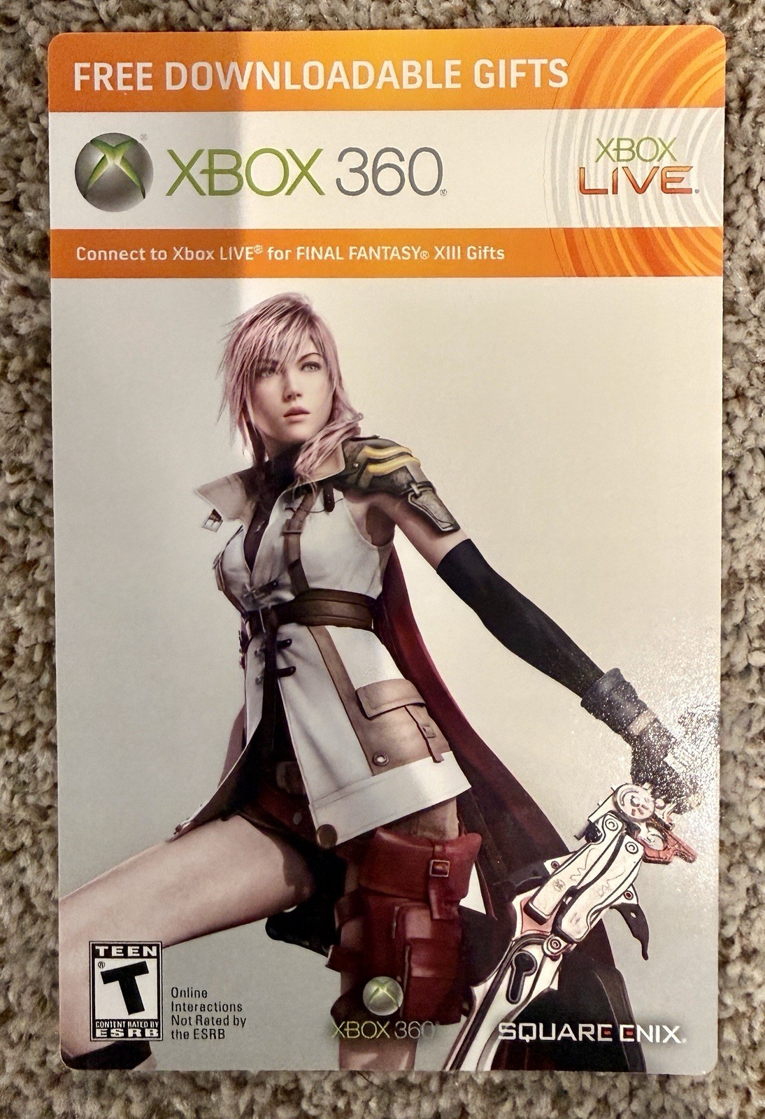 Final Fantasy XIII Gifts (Microsoft Xbox 360, 2010) Unused DLC Card New Rare!