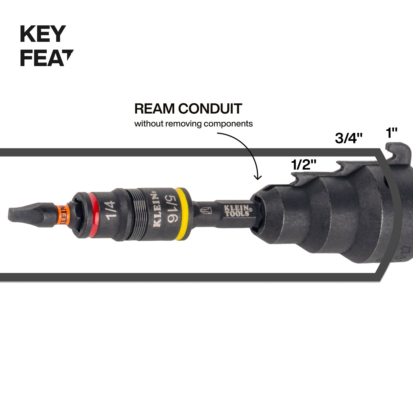 Klein Tools 85191HD Impact-Rated Flip Socket Conduit Reamer Driver
