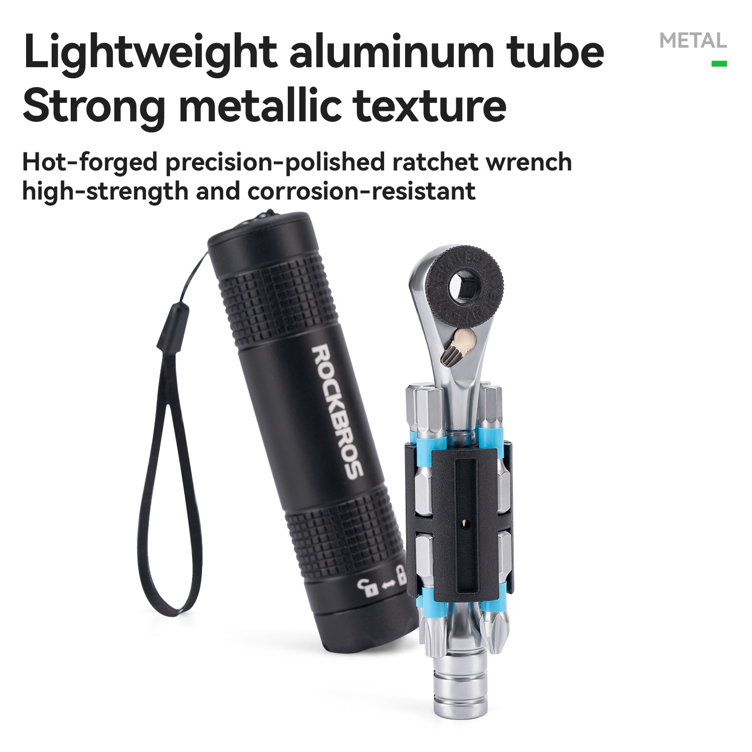 ROCKBROS Two-way Ratchet Wrench Portable Tool Set Magnetic Quick Release+8 Bits