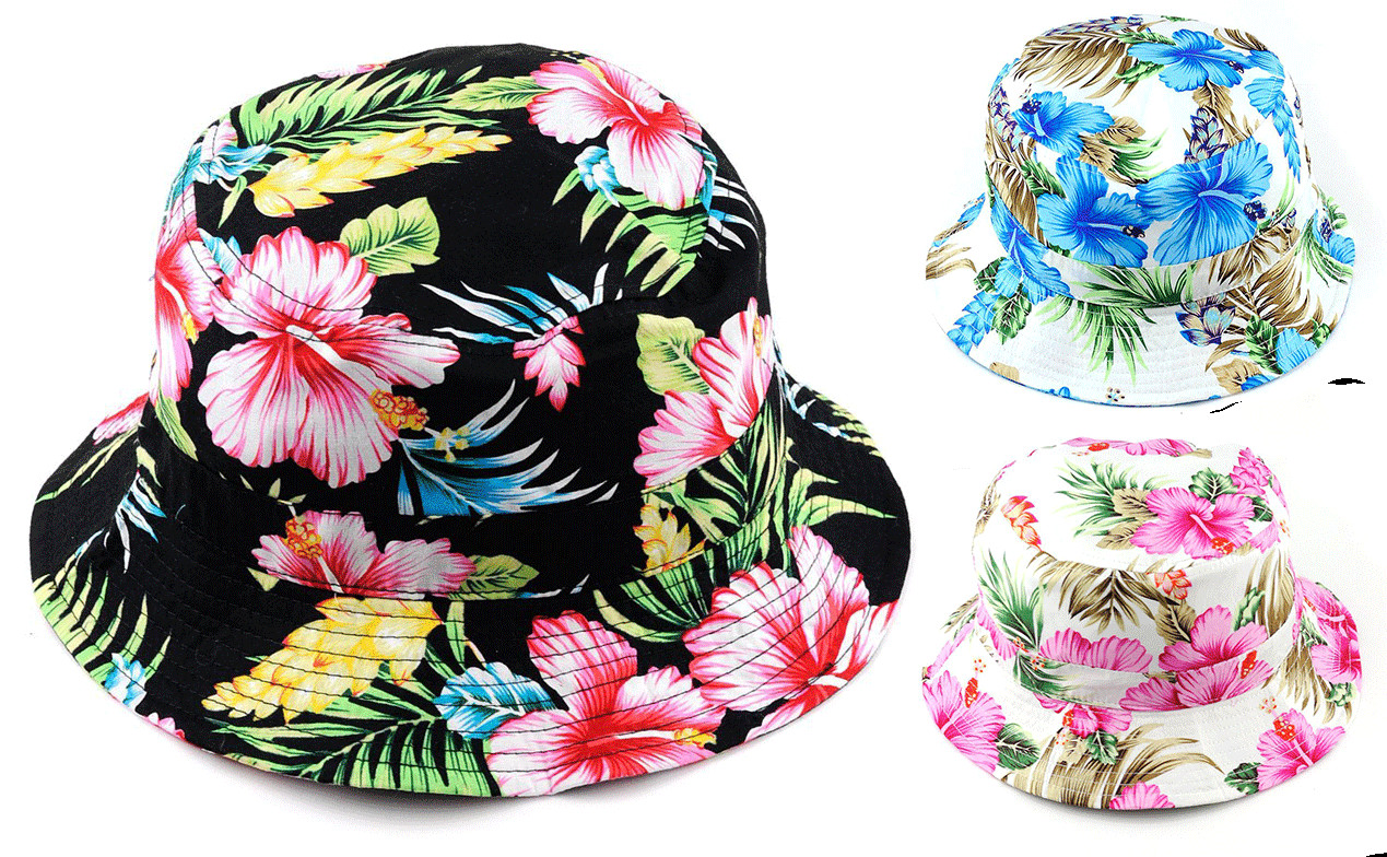 Hawaiian Cute Print Bucket Hat Summer Travel Fisherman Cap for Women Men Teens